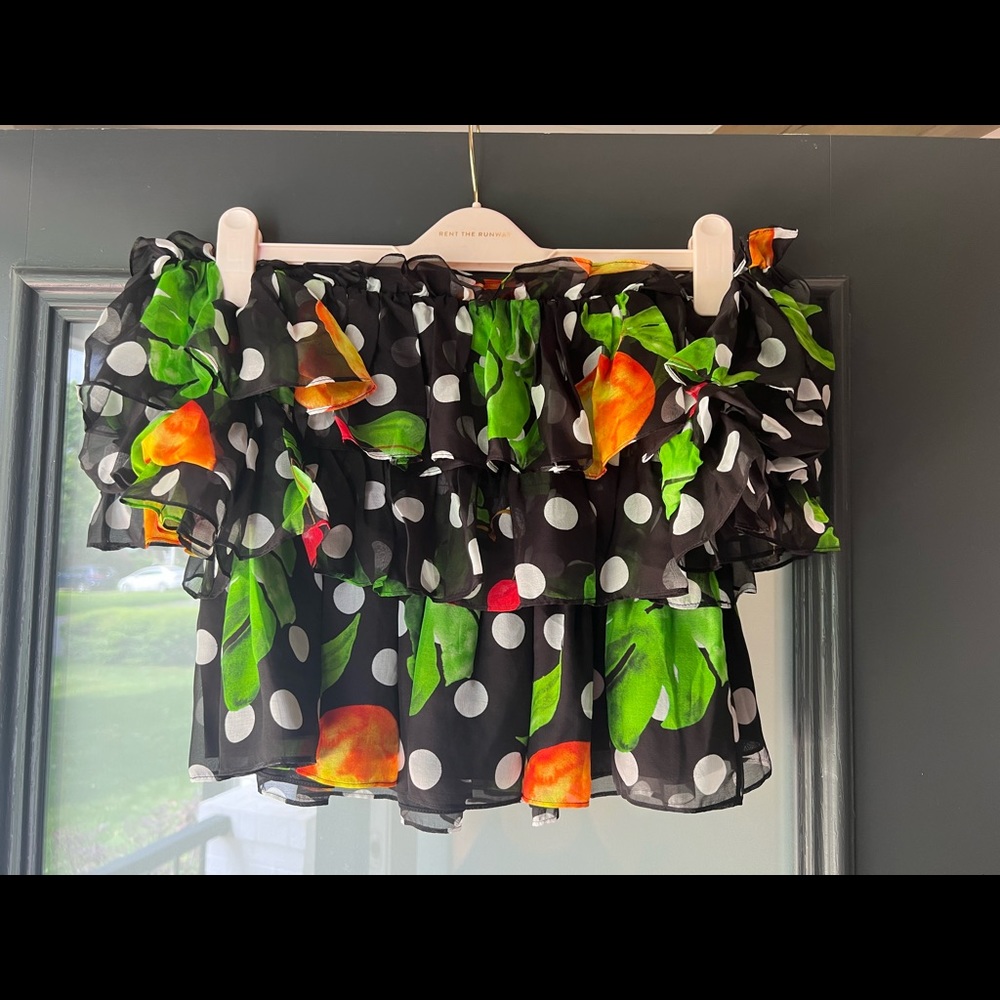 Caroline Constas polka dot fruit print pandora top size XS NWOT